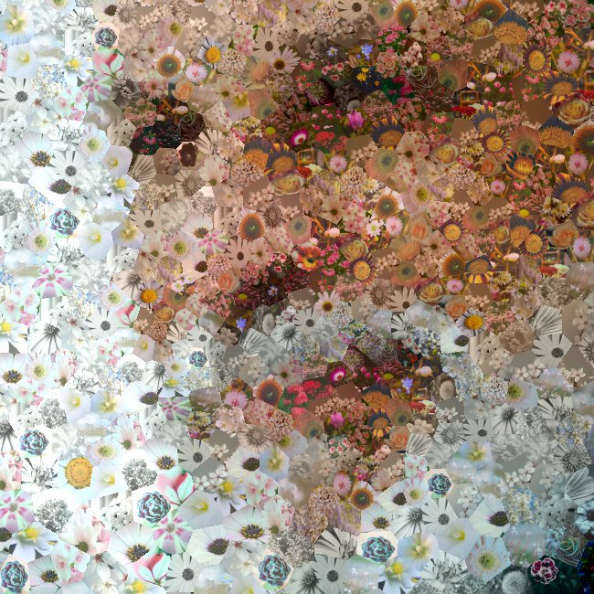 Sample photo mosaic portrait in the seamless organic style