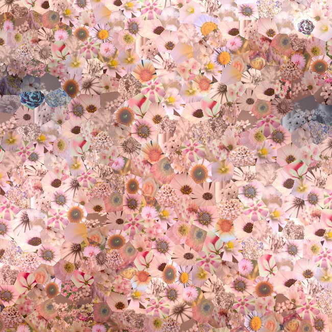 Detail of the same mosaic — individual photographs visible