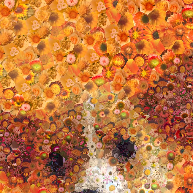 Detail of the same mosaic — individual photographs visible