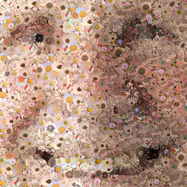 Detail of the same mosaic — individual photographs visible